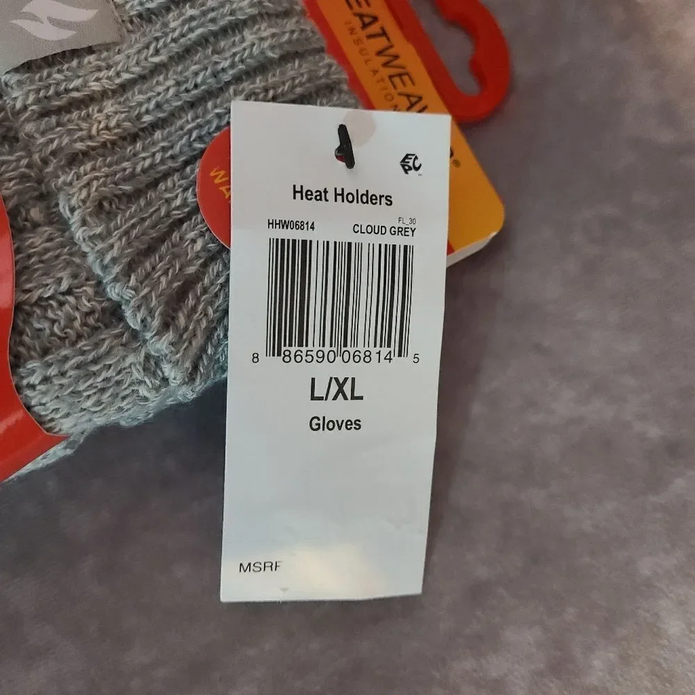 ‎Heat Holders Grey Knit Gloves L/XL